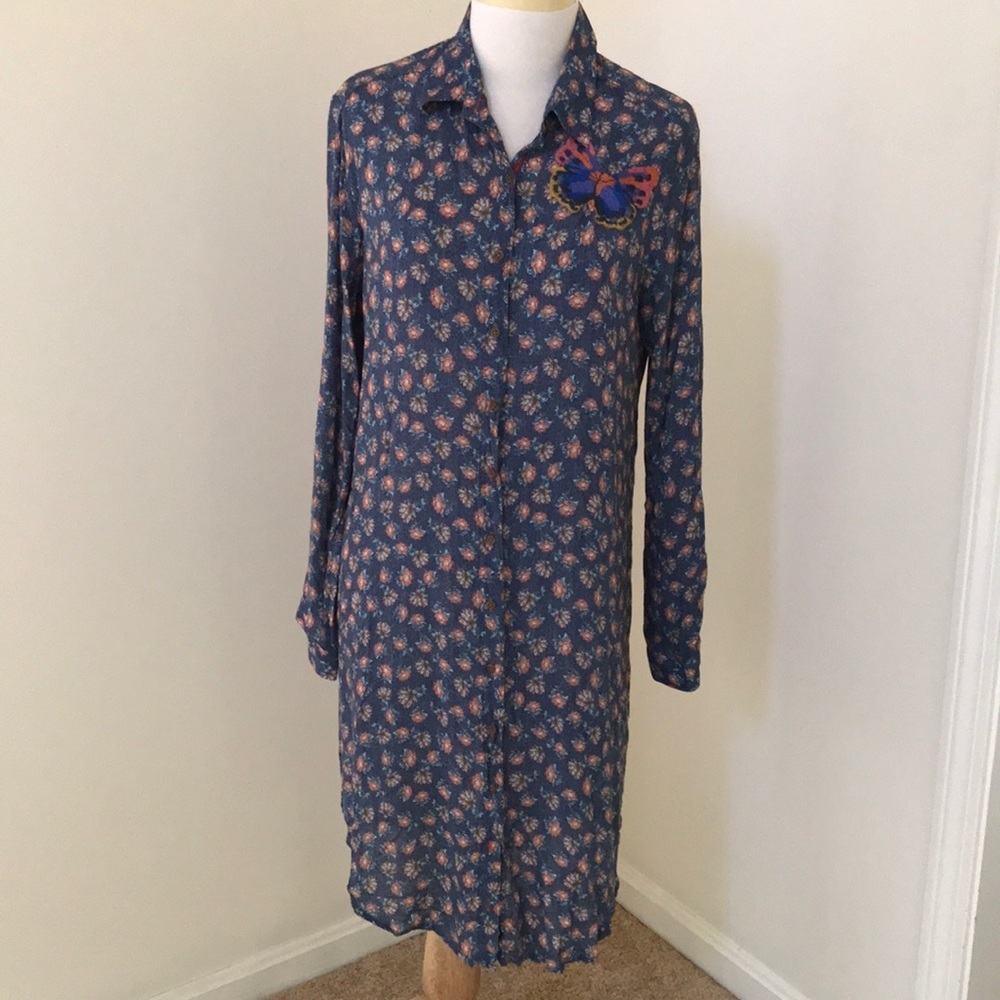 Johnny Was Size S Floral Embroidered Long Sleeve Dress